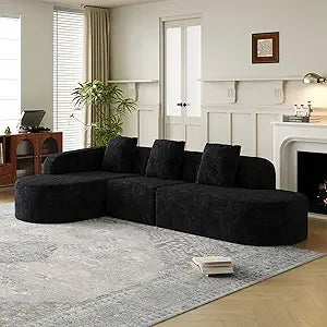 Deep Seated L-Shaped Cloud Sofa with Oversized Chaise, Sleeper Sectional Couch in Corduroy for Comfortable Relaxation