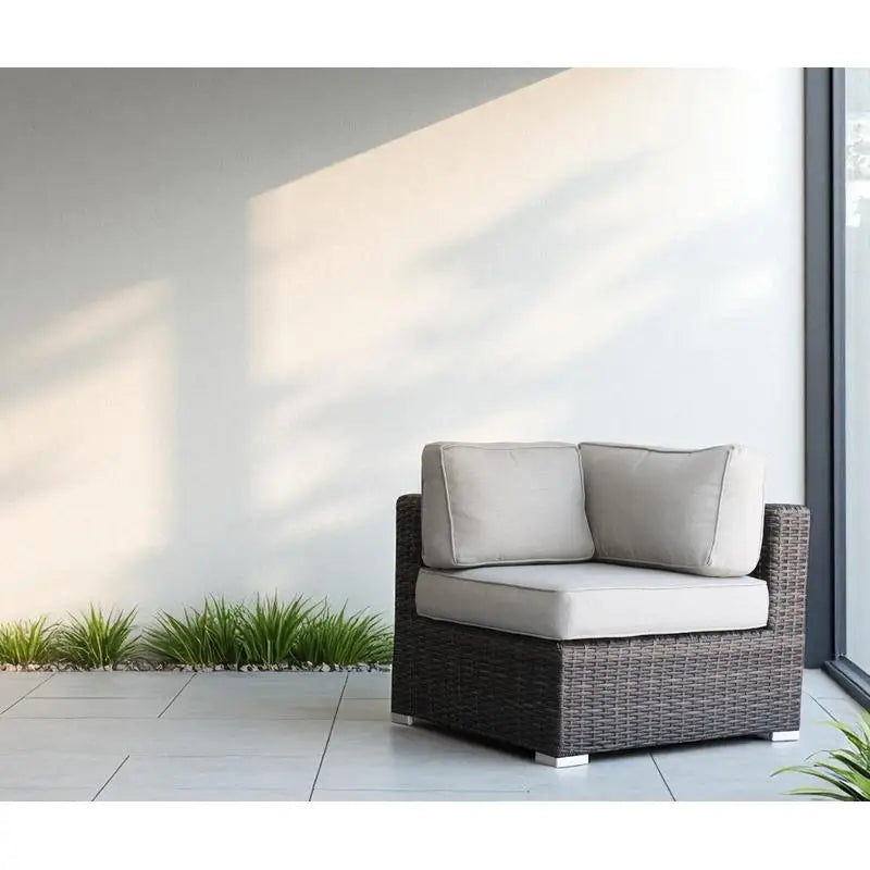Brown Wicker Sectional Corner Sofa Set - Comfortable Outdoor Furniture for Living Room and Patio