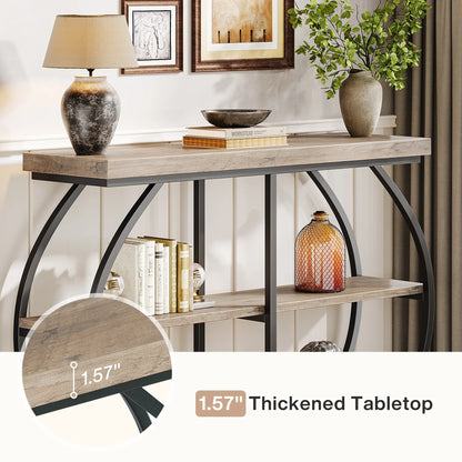 Tribesigns 41.3" Console Table, Industrial 3-Tier Entryway Table with Arched Metal Frame and Storage Shelves for Living Room
