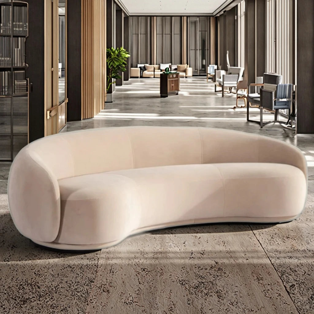 Custom Tufted Curved Sectional Sofa Set Individual Matrimonial Furniture for Hotels Wood Stylish Sofa Bed for Hall Sofas