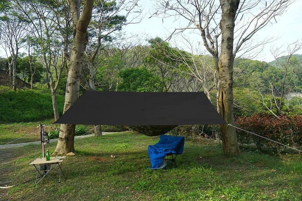 19 Hang Point Tarp Waterpoof Survival Bushcraft Sun Shelter Beach Shade Tent Outdoor Canopy Backpacking Tourist Awning 4x4 3x3m