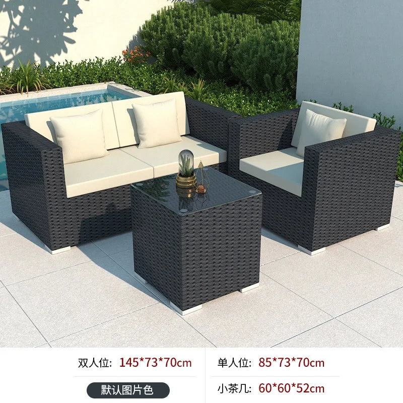 Outdoor villa courtyard sofa hotel B & B terrace waterproof sunscreen sofa furniture indoor and outdoor rattan weaving