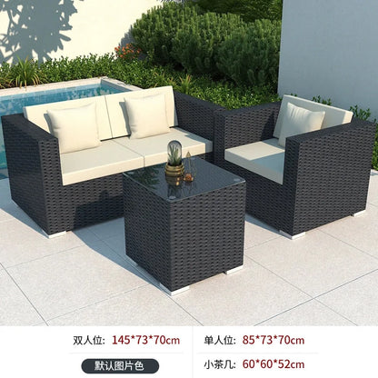 Outdoor villa courtyard sofa hotel B & B terrace waterproof sunscreen sofa furniture indoor and outdoor rattan weaving