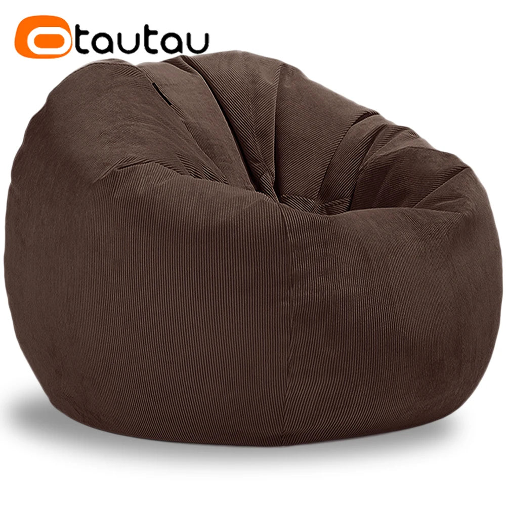 OTAUTAU Adults Children Corduroy Bean Bag Cover Without Filler Beanbag Pouf Chair Puff Salon Corner Seat Game Movie Sac DD005