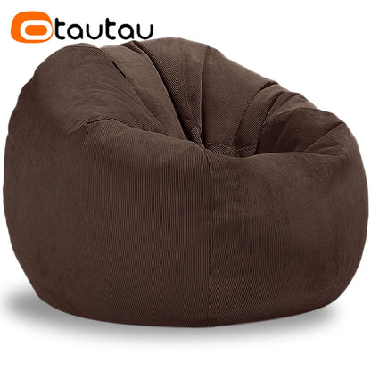 OTAUTAU Adults Children Corduroy Bean Bag Cover Without Filler Beanbag Pouf Chair Puff Salon Corner Seat Game Movie Sac DD005