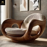 Luxury One-Seat Solid Wood Cabin Log Chair Creative Design Leisure Lounge Sofa for Home and Villa First-Class Comfort