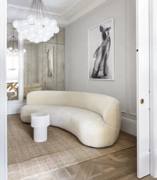 European Modern Home Furniture Living Room Golden Leg Semicircular Velvet Sofa Hotel Lobby Reception