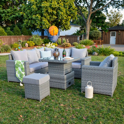 Factory Direct Sell Garden Corner Set Modern Wide Rattan Furniture Outdoor Lounge Sofa Set with Lift Table