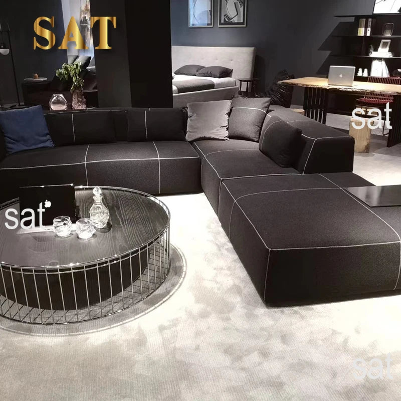 Hot sales New Modern Italian Fabric  L shape sofa living room Modular Corner Sofa Set