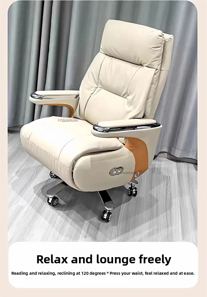 Electric Reclining Office Chairs American Bedroom Furniture Home Ergonomic Desk Chair Luxury Leather Executive Computer Armchair