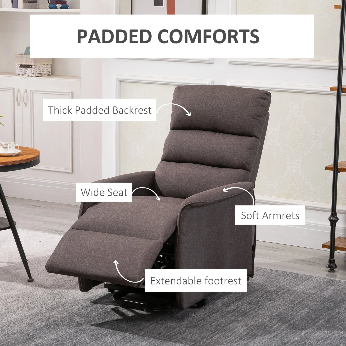 power lift chair recliner with remote for elderly heavy duty 264lb capacity infinite position up to 140 degree recline linen