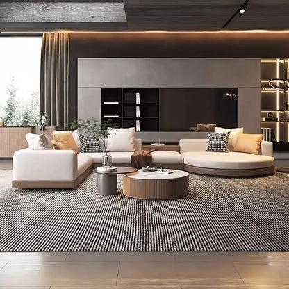minimalist leather cloth sofa light luxury living room large flat-floor villa designer arc special-shaped sofa color matching