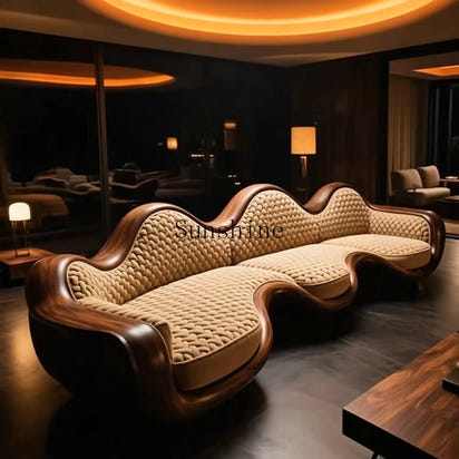 North American light luxury style solid wood three-person sofa high-end living room light luxury furniture