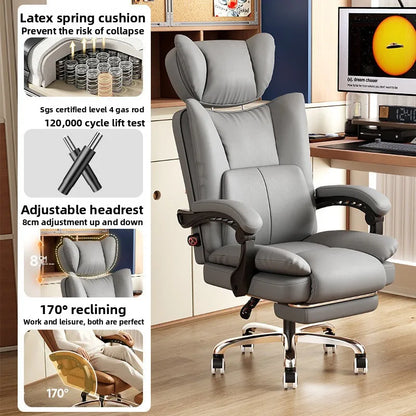 Ergonomic Leather Office Chair with High Backrest Recline Lumbar Support Executive Desk Chair Gaming Ready Comfort Furniture