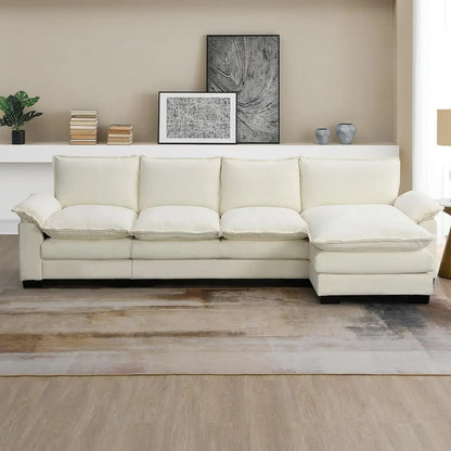 SAT Convertible Sectional Sofa, Modern Chenille Fabric L Shaped Living Room Furniture Set, 5 Seat Sofa with Chaise & Deep Seat
