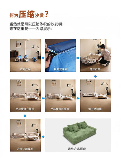 Compressed double-layer striped sofa sponge integrated forming small apartment folding vacuum roll compression sofa factory