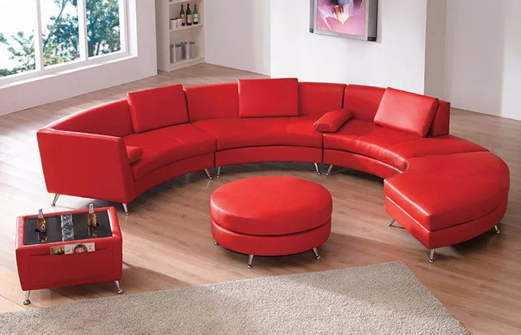 Leather Curved Sectional Sofa Set Low Price Living Room Furniture for Apartment Home Furniture with Sponge Filling