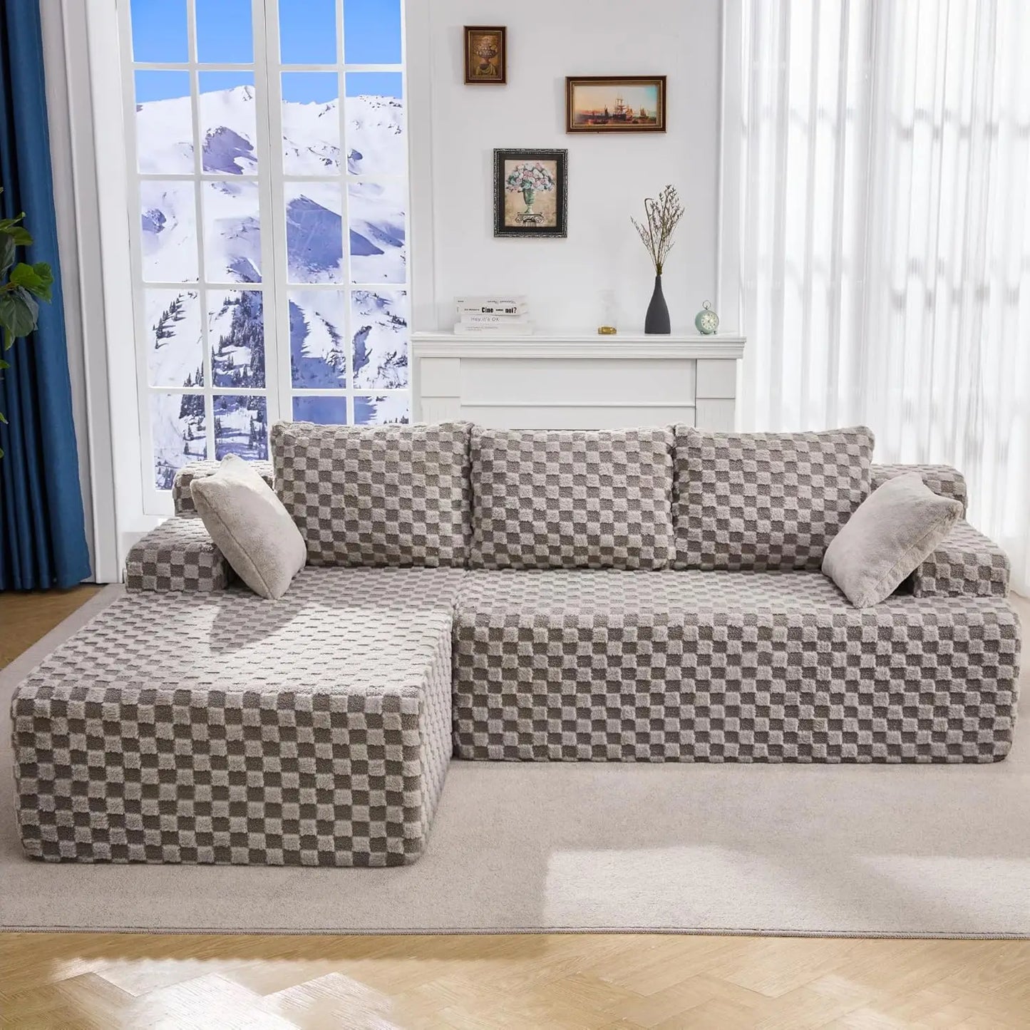 L-Shaped Modular Cloud Sectional Sofa | 3-Seater with Memory Foam Cushions