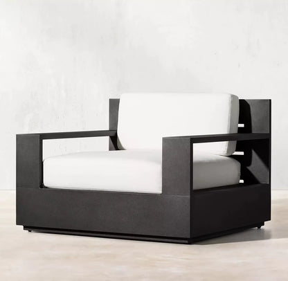 Customized Aluminum Outdoor Garden Sofa Set Popular For Hotels Courtyards Villas Living Rooms Including Sofa Table