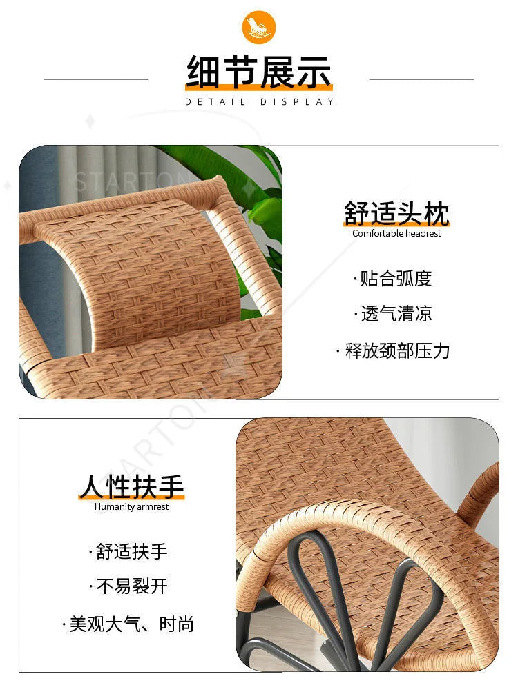 Hot Chair with Cushion and Floor Mat Ergonomic Wicker Recliner Lounge Chair for Patio Balcony Living Room