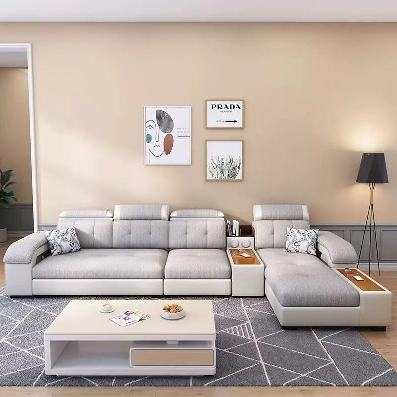 Luxury Design Corner Table U Shaped Couch Modern Other Modular Sofas Set Elegant Fabric Sectional Sofa Living Room Furniture