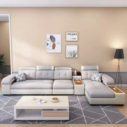 Luxury Design Corner Table U Shaped Couch Modern Other Modular Sofas Set Elegant Fabric Sectional Sofa Living Room Furniture