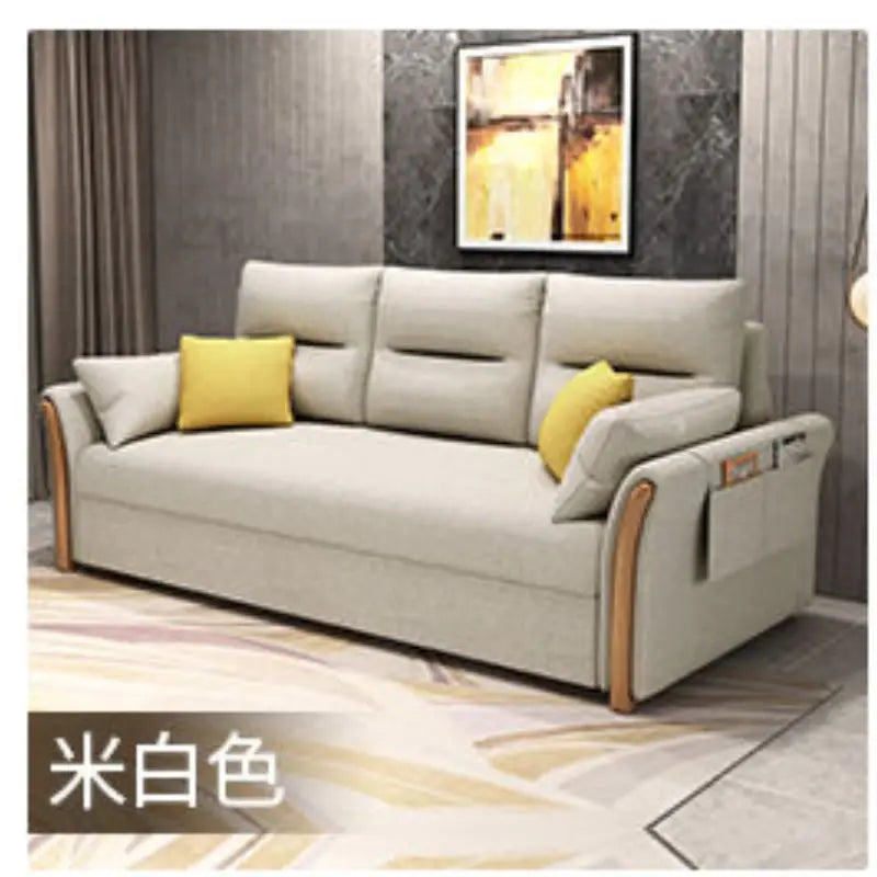 Multifunctional foldable sofa bed dual-purpose retractable small apartment storage single push-pull bed technology fabric