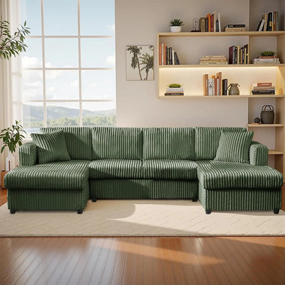 123" U-Shaped Sectional Sofa: Two L-Shape Chaise | 2 Cloud Couch Sectional with Two Pillows | Couches for Living Room