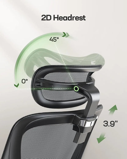 Ergonomic Office Chair with Adjustable Lumbar Support, Breathable Mesh Seat, Height and Armrest Adjustments, Black