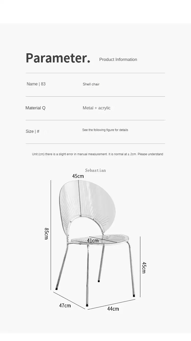 Nordic Dining Chair,home Leisure Transparent Dining Table Chair,minimalist Homestay Chair,hotel Shell Chairs, Sun Backed Chairs
