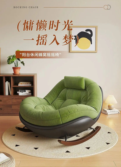 Modern Teddy Fleece Rocking Chair Upholstered Leisure Rocker Lounge Chair For Living Room Bedroom Balcony