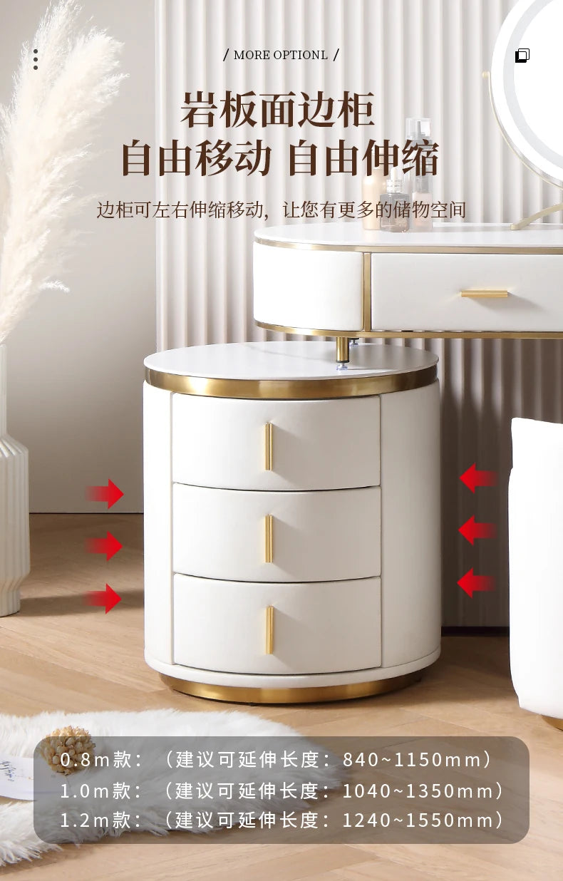 Light Mirror Vanity Table White Minimalist Drawers Storage Dressing Table Desk Makeup Mesa De Maquillaje Bedroom Furniture