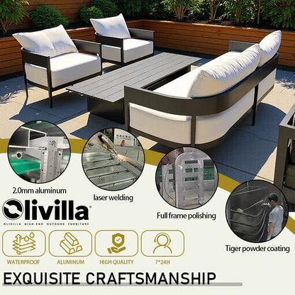 Modern Aluminum Alloy Lounge Sofa for Guesthouse Courtyard Villa Hotel Sunroom Open-air Furniture Set Garden Outdoor Sofa Couch