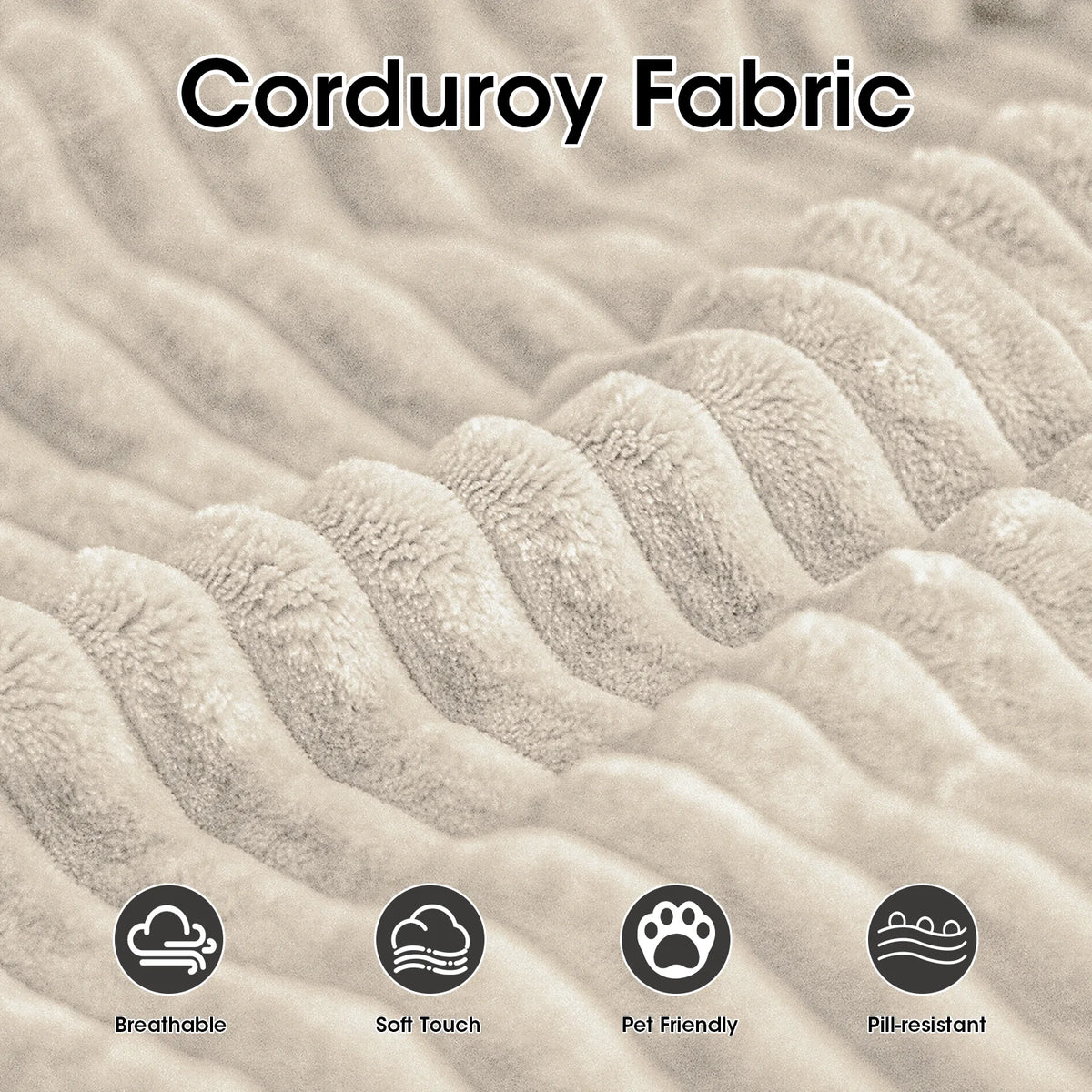 Gaildon Corduroy Sponge Sofa Lounge Chair Fluffy Modern Sleeper Chair With Removable Footrest for Indoor Living Room and Bedroom