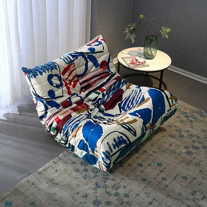Single sofa living room bedroom lazy fabric leather leisure chair small apartment cream wind
