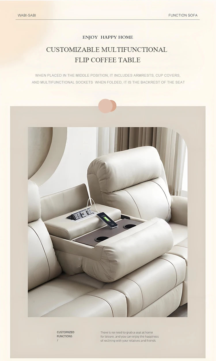 Hot Sale Modern Italian Single Electric Sofa Genuine Leather Multi-Functional Recliner with Metal Corner Combination