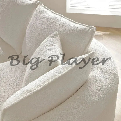 Modern Curved Sofa Couch, Upholstery Boucle Sofa With Pillows, Right Hand Facing Sectional Boucle Fabric Couch