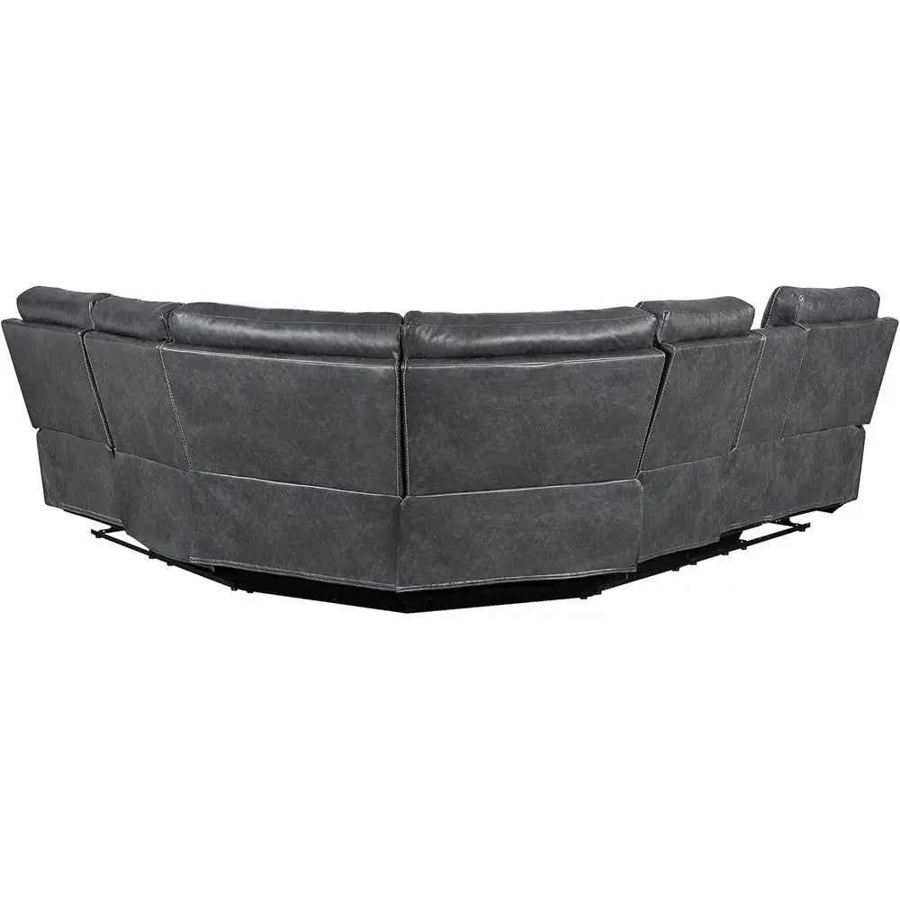 Manual Reclining L-Shaped Leather Sectional Sofa with Storage and Cup Holders for Home Theater Living Room