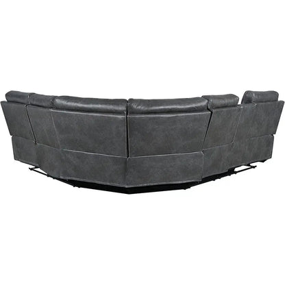 Manual Reclining L-Shaped Leather Sectional Sofa with Storage and Cup Holders for Home Theater Living Room