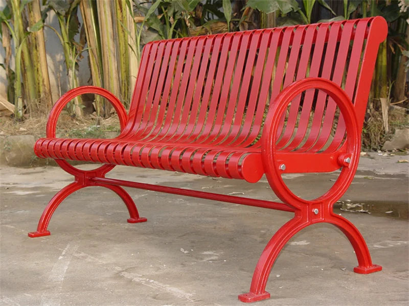 Outdoor Public Park 2 Person Steel Commercial Bench Seating Outside Garden Out Door Patio Rustic Metal Seat Bench with Back