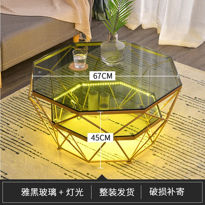 Nordic Glass Living Room Coffee Tables Light Luxury Modern Toughened Glass Bedroom Corner Table Iron Coffee Table Home Furniture