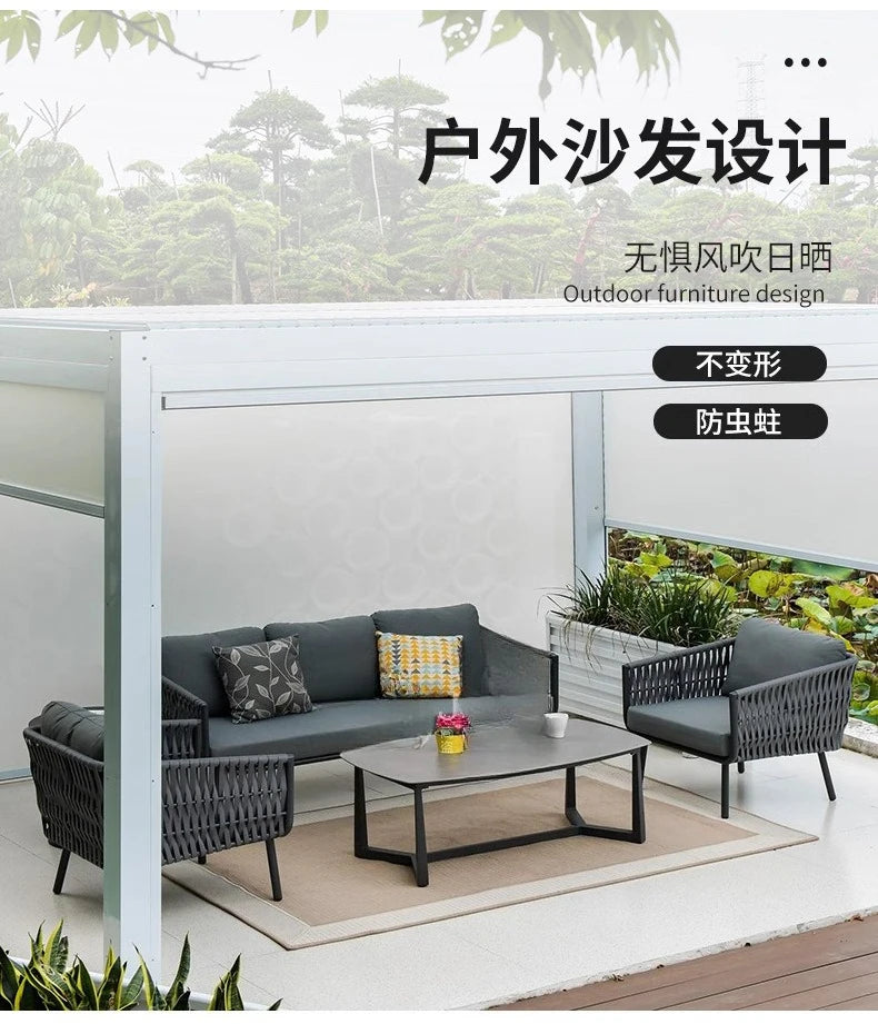 Outdoor villa courtyard rattan sofa furniture hotel bed and breakfast balcony sofa chair bed and breakfast terrace garden sofa c
