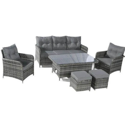 Rattan chair six-piece outdoor courtyard leisure balcony table and chair set coffee table open-air rattan chair combination