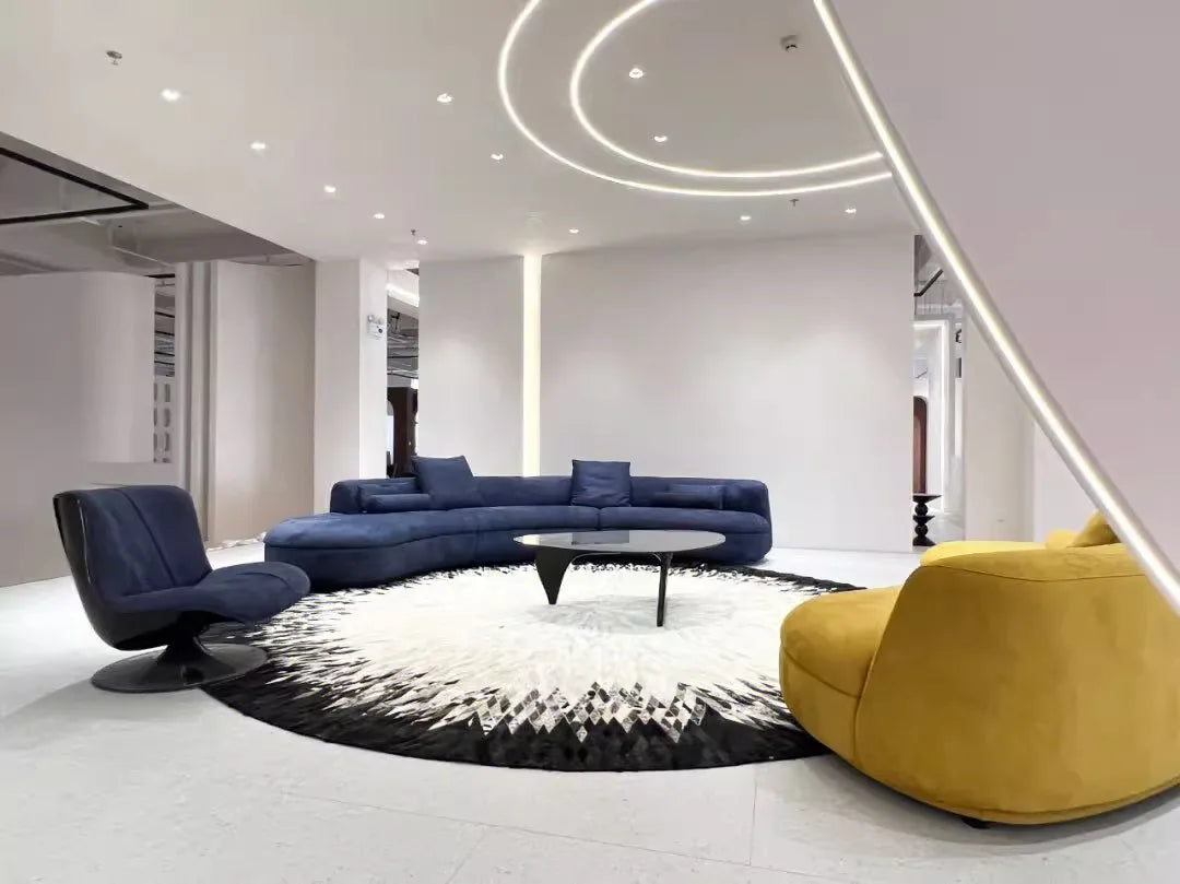 Curved sofa minimalist designer large corner fabric sofa combination