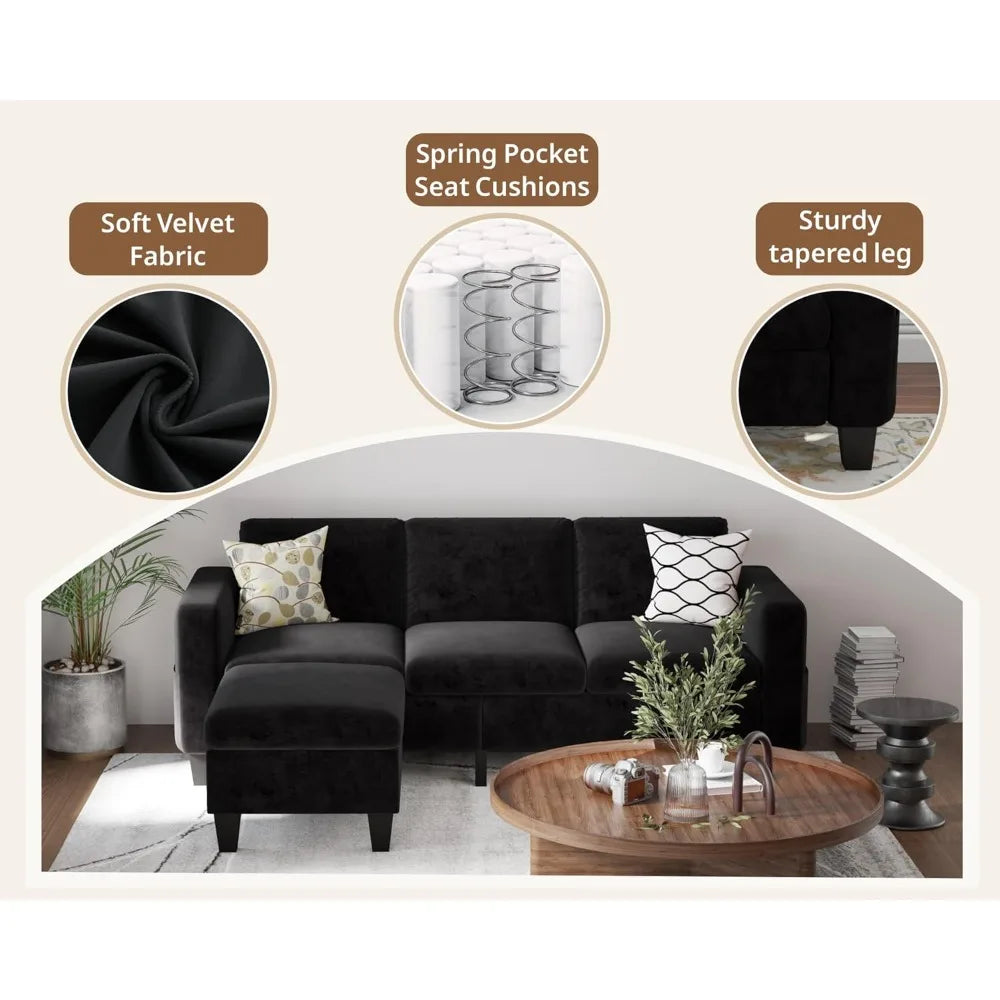 Sectional Couches for Living Room 78" L Shaped Sofa with Storage Ottoman 3 Seater Sofas