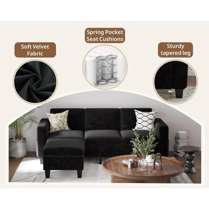 Sectional Couches for Living Room 78" L Shaped Sofa with Storage Ottoman 3 Seater Sofas