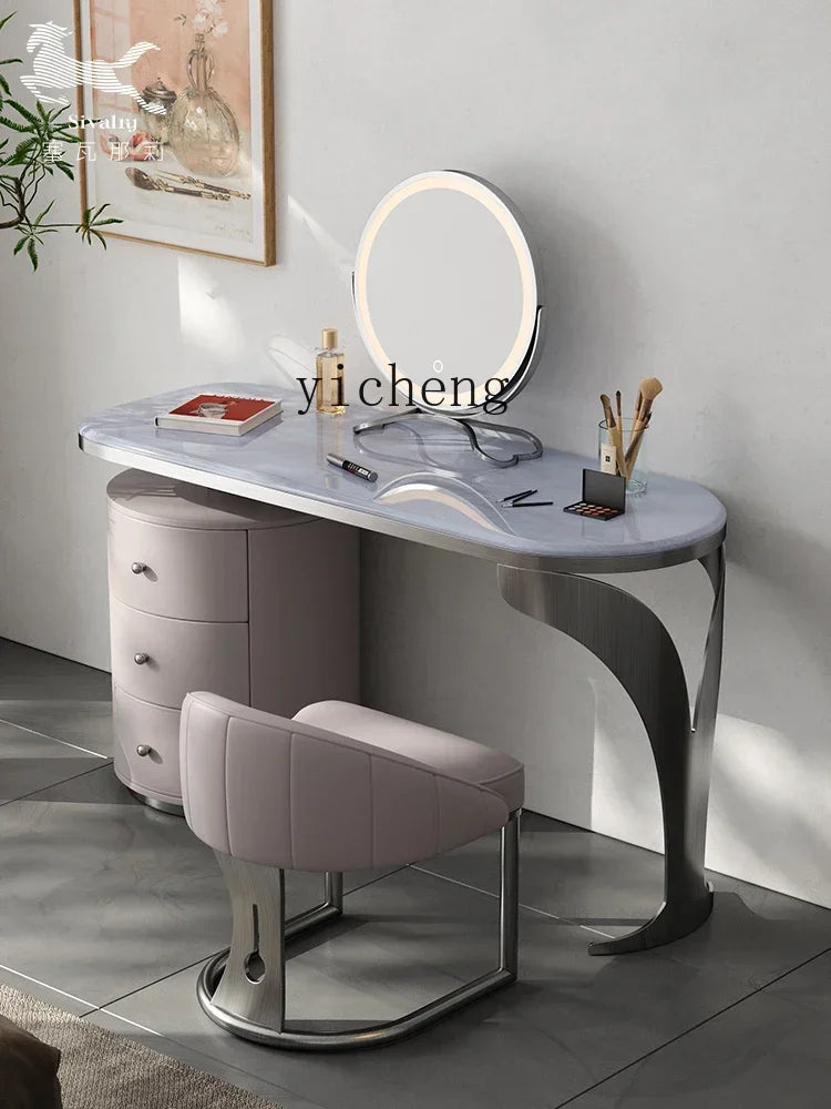 light luxury French luxury stone dresser chest cabinet integrated solid wood modern bedroom high-end makeup table