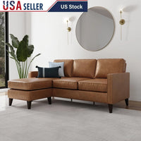 Durable Faux Leather Sectional Sofa Families and Pets Easy Assembly Mid Century Modern Design Stain Resistant 3 Seater Indoor