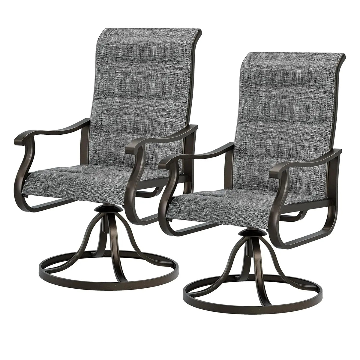 Patio Swivel Chairs Set of 2, Outdoor Dining Chairs High Back with Padded All Weather Breathable Textilene, Customized