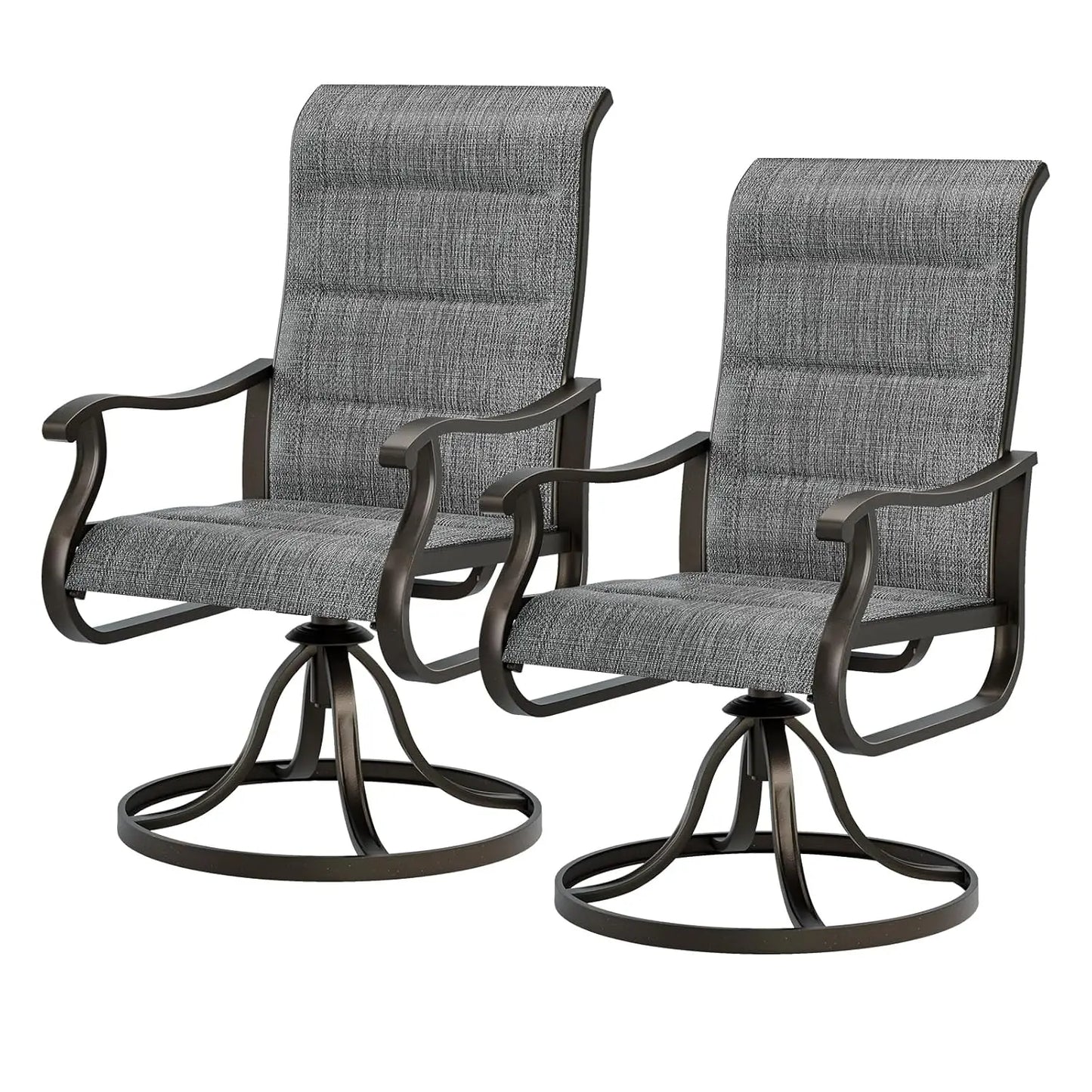 Patio Swivel Chairs Set of 2, Outdoor Dining Chairs High Back with Padded All Weather Breathable Textilene, Customized